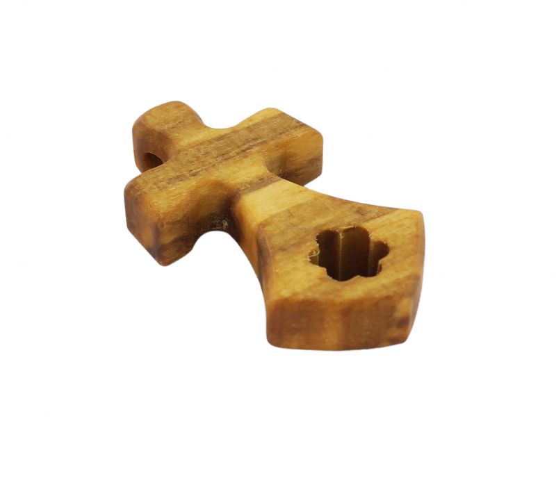 croce carmelitana in legno ulivo con cordoncino - 3,5 cm