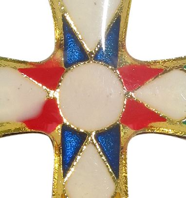 croce dorata con smalto multicolore - 4 cm