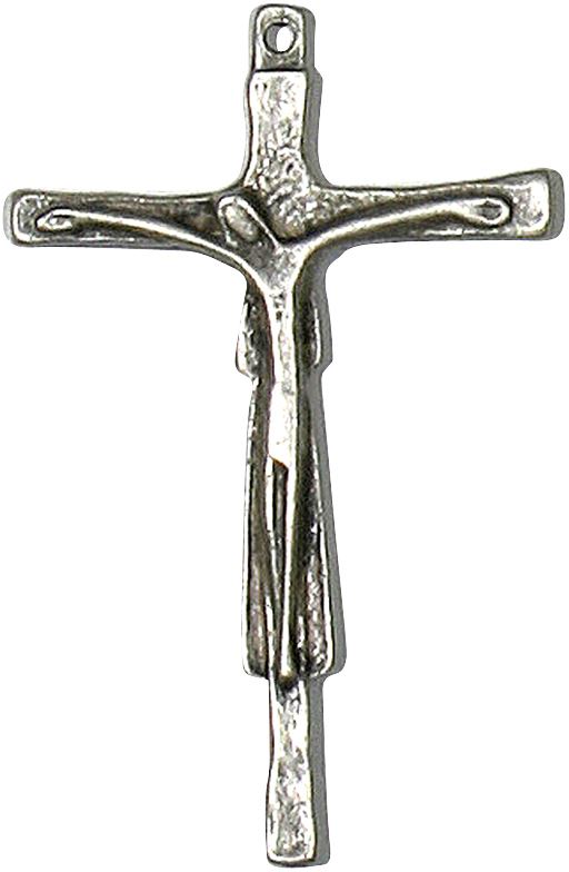 croce con cristo e madonna in metallo argentato - 9 cm