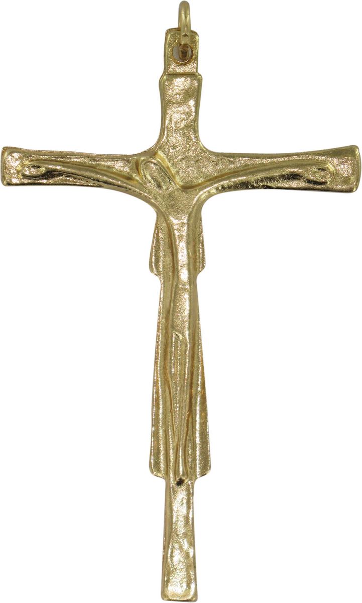 croce con cristo e madonna in metallo dorado - 9 cm