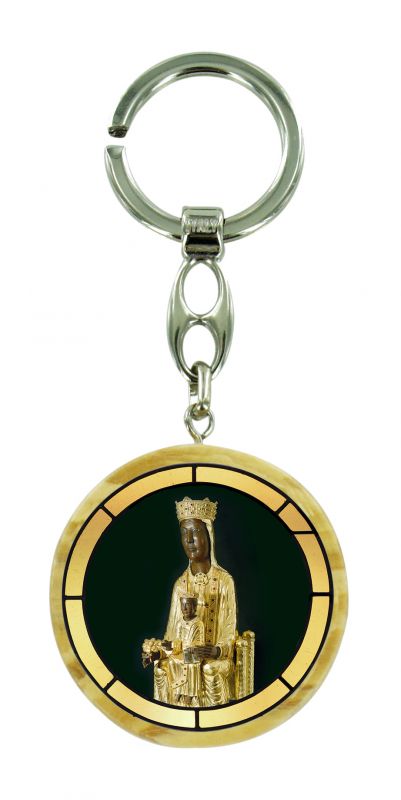 portachiavi virgen de torreciudad in legno ulivo con immagine serigrafata - 4 cm	