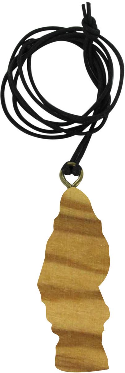 ciondolo santa chiara in legno d'ulivo con immagine serigrafata  