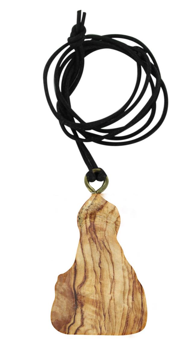 ciondolo madonna di knock in legno d'ulivo con immagine serigrafata 