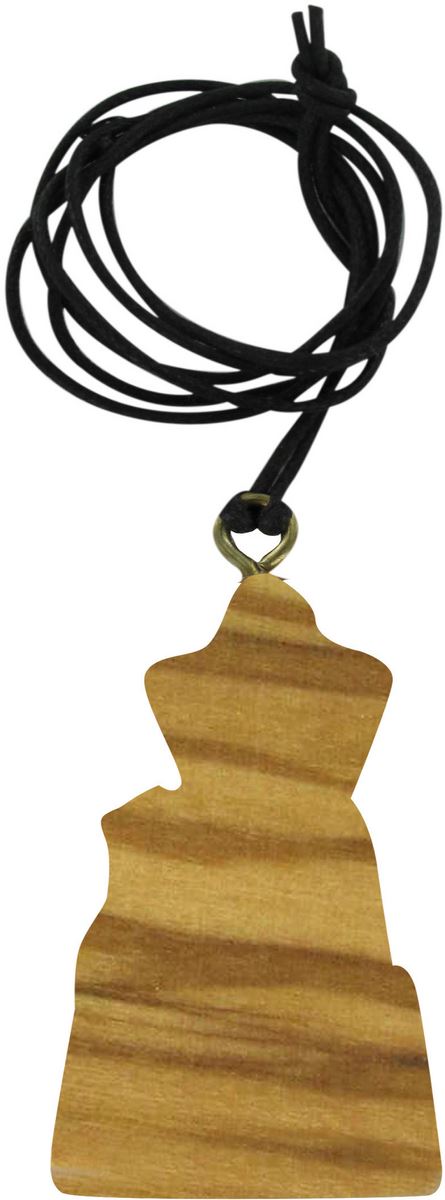 ciondolo madonna di loreto in legno d'ulivo con immagine serigrafata 