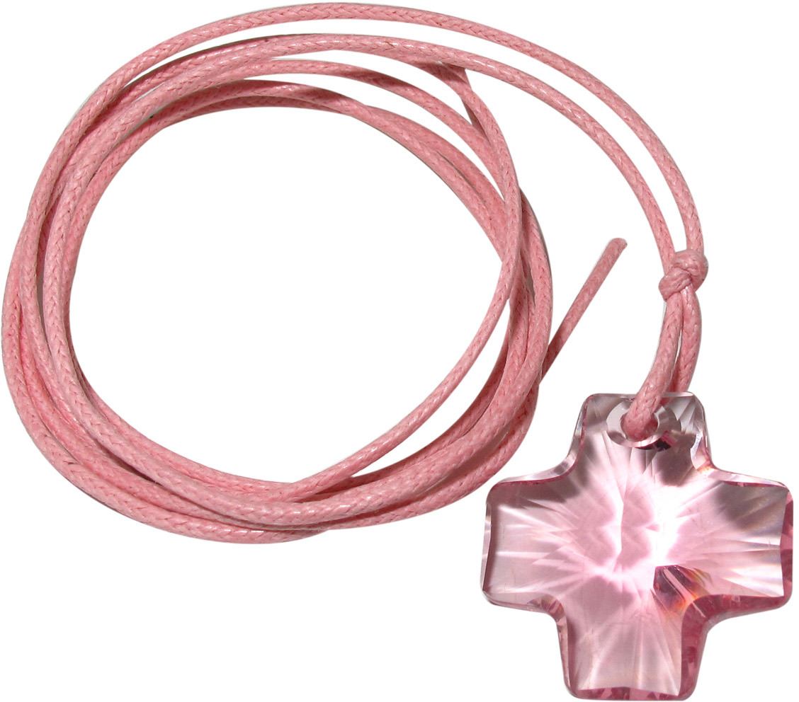 stock:croce in cristallo swarovski rosa con cordoncino