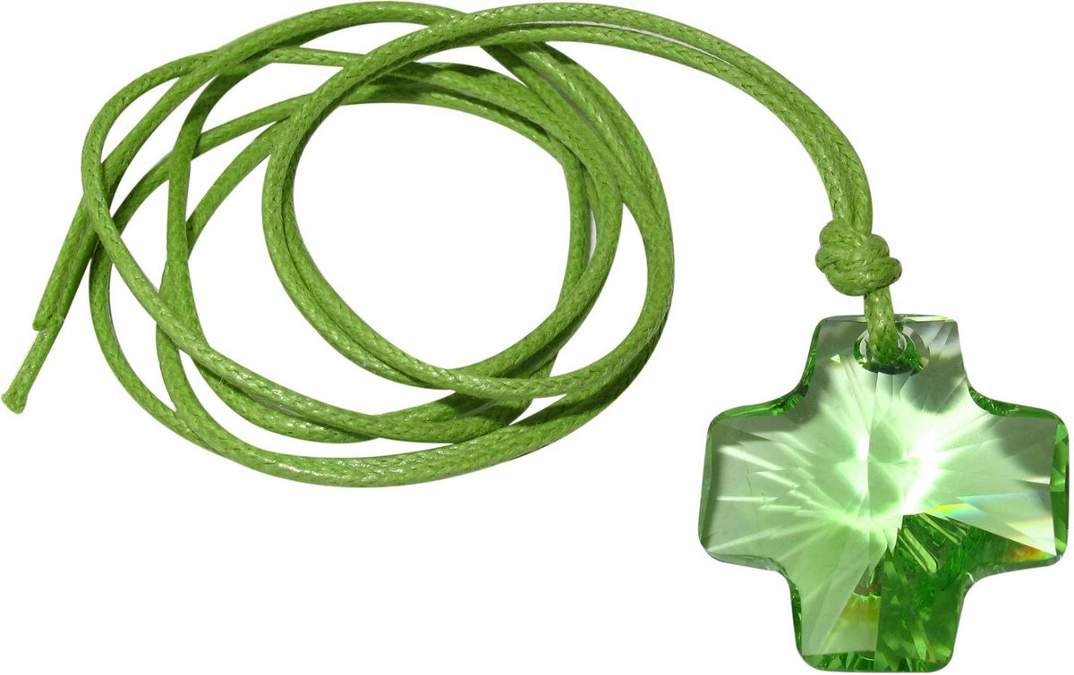 stock:croce in cristallo swarovski verde con cordoncino