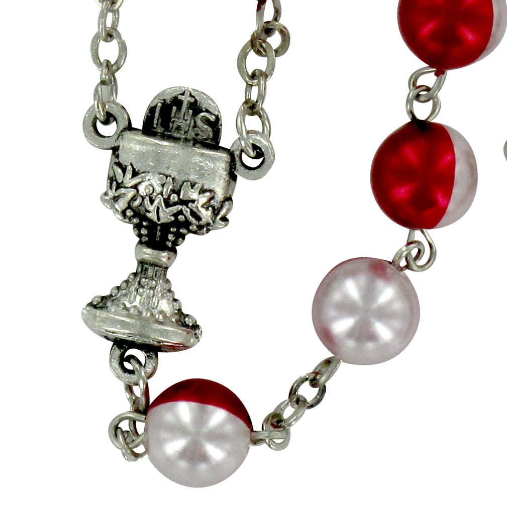 rosario in plastica tondo bicolore mm 8 legatura in metallo