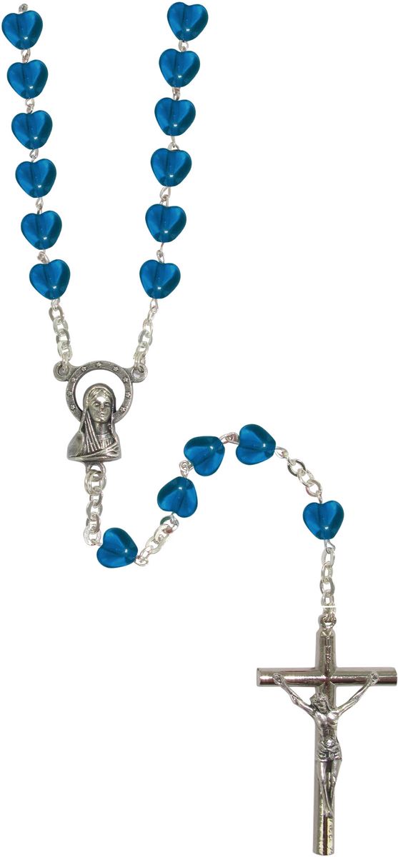rosario cuoricino vetro blu Ø 6 mm