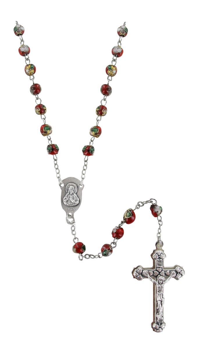 rosario cloisonnè con grani da Ø 5 mm - rosso