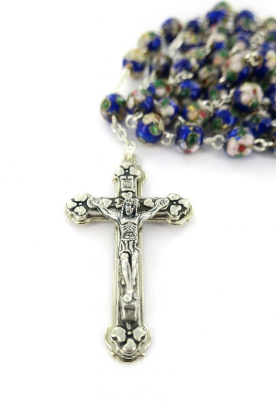 rosario cloisonnè con grani da Ø 7 mm - blu