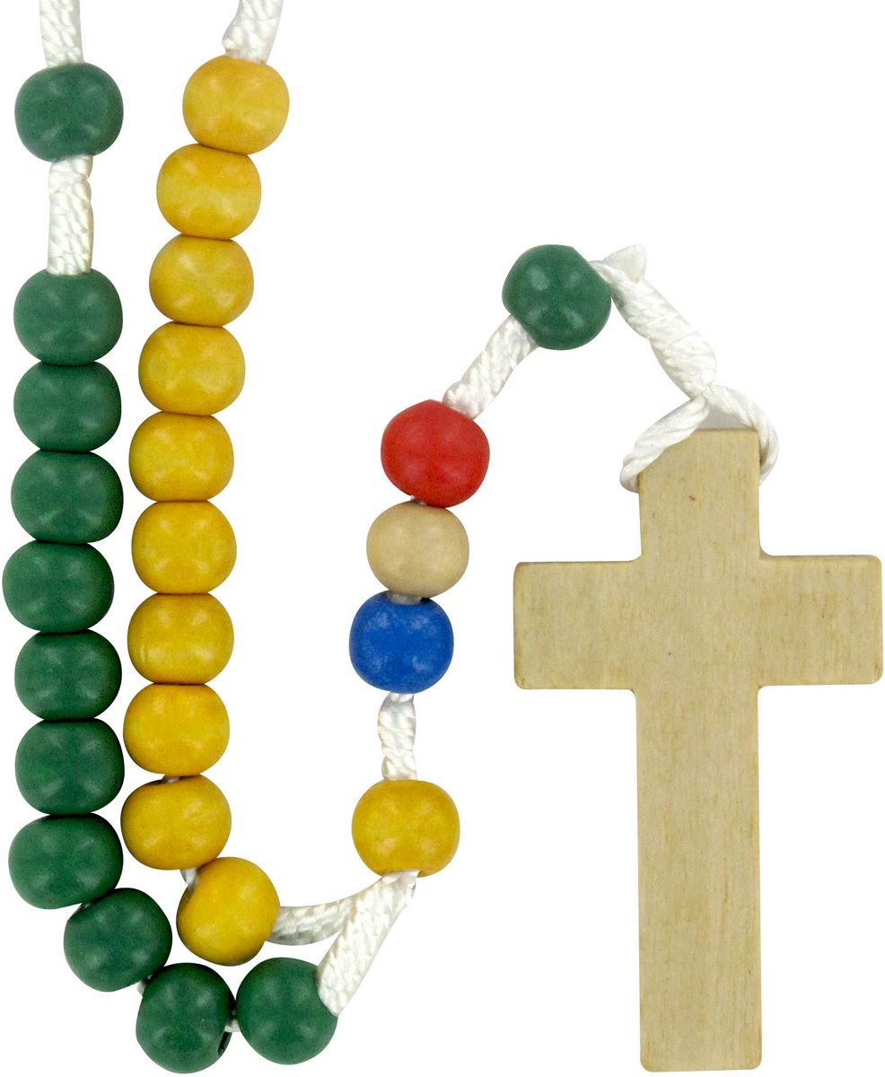 rosario missionario, legatura in seta e grani in legno (Ø 5 mm)