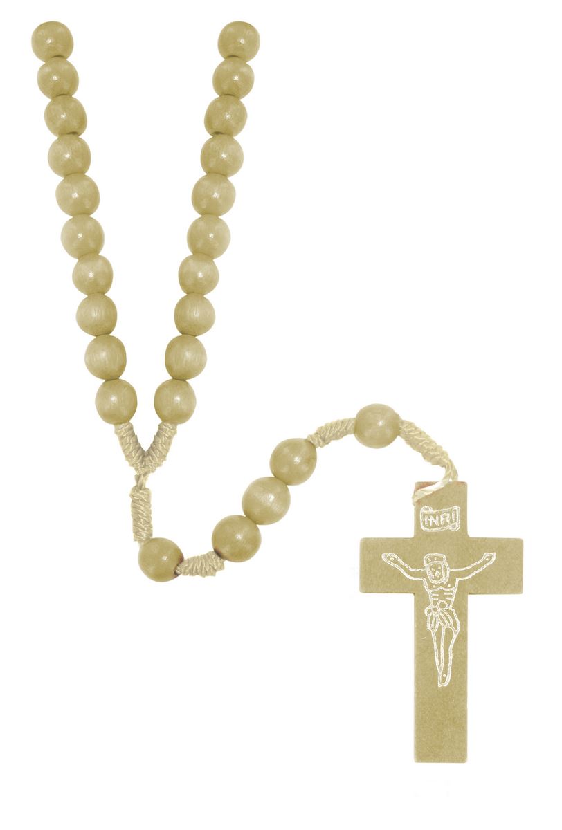rosario in legno tondo Ø 6 mm legatura in seta - grezzo