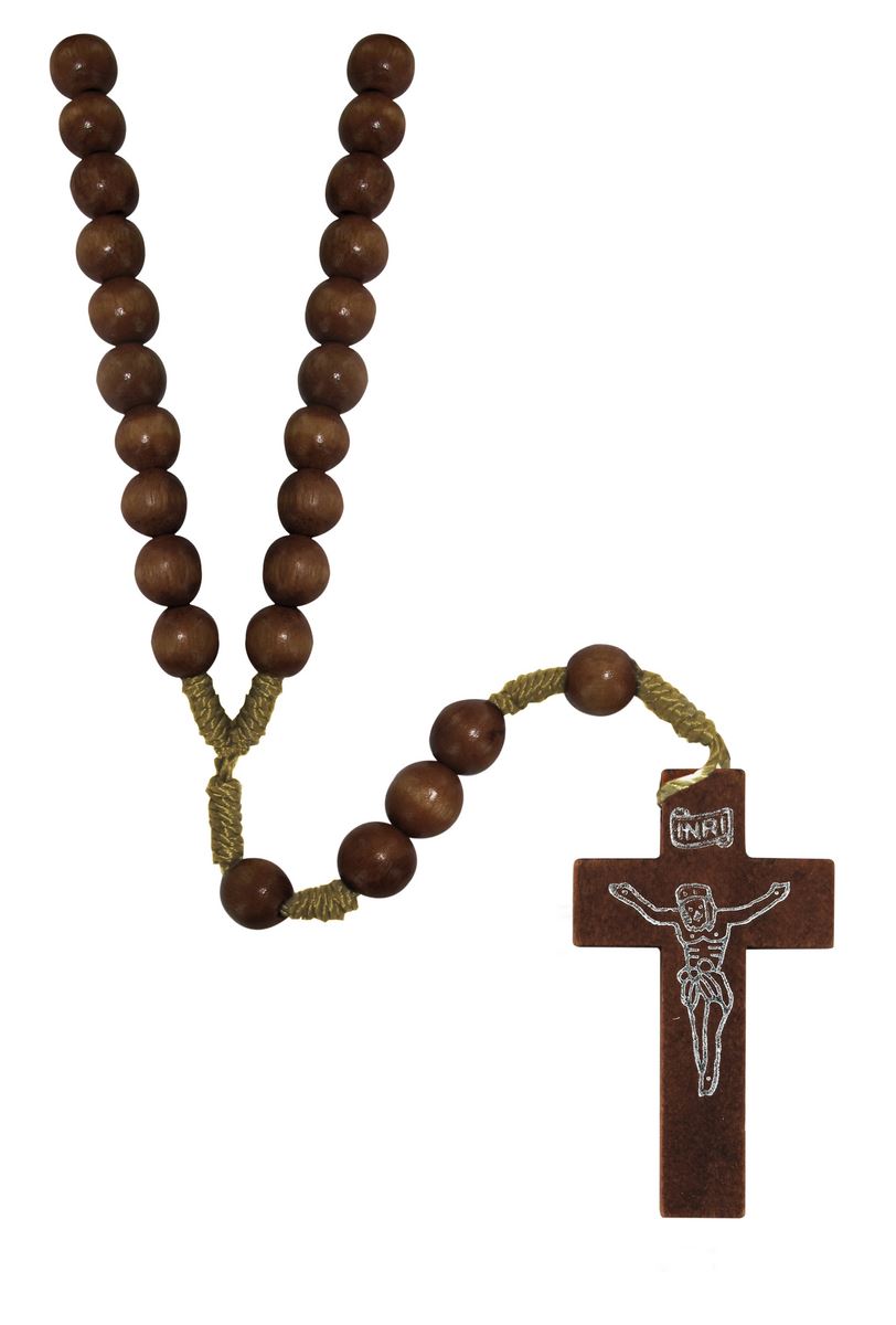 rosario in legno tondo Ø 6 mm legatura in seta - marrone scuro