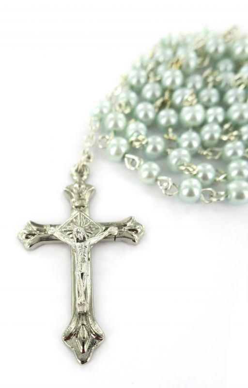 rosario imitazione perla vetro Ø 4 mm azzurro