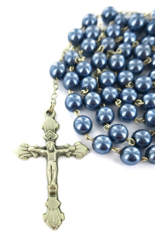 rosario imitazione perla vetro Ø 6 mm blu