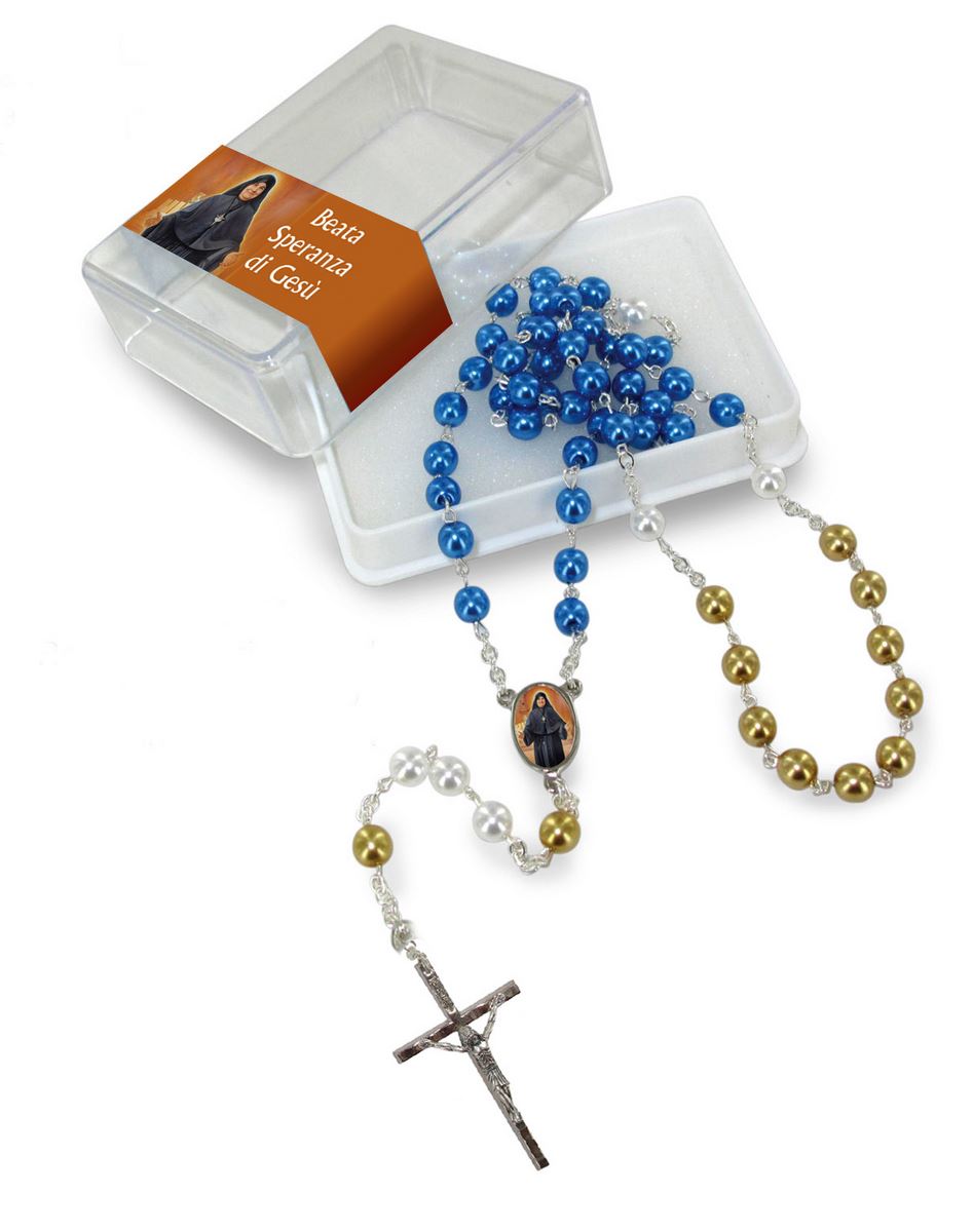 rosario imitazione perla vetro Ø 6 mm beata speranza con scatola