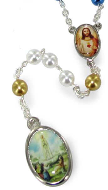 rosario imitazione perla vetro Ø 6 mm centenario di fatima con scatola