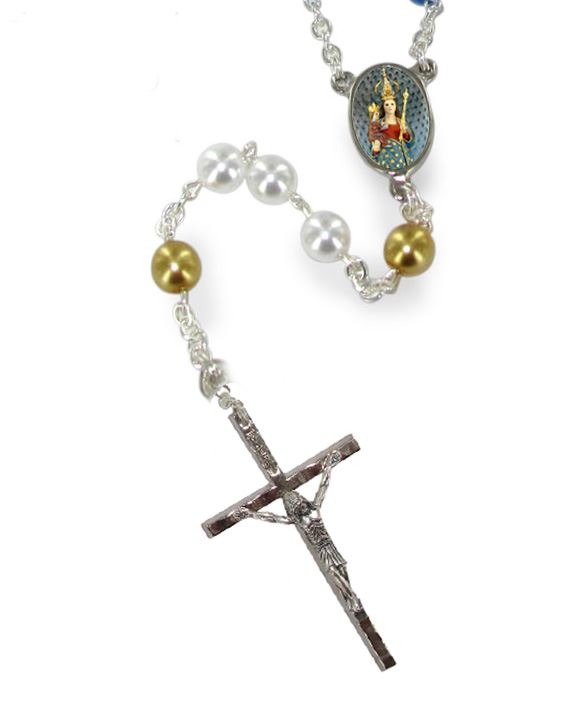 rosario imitazione perla vetro Ø 6 mm madonna di laghet con scatola