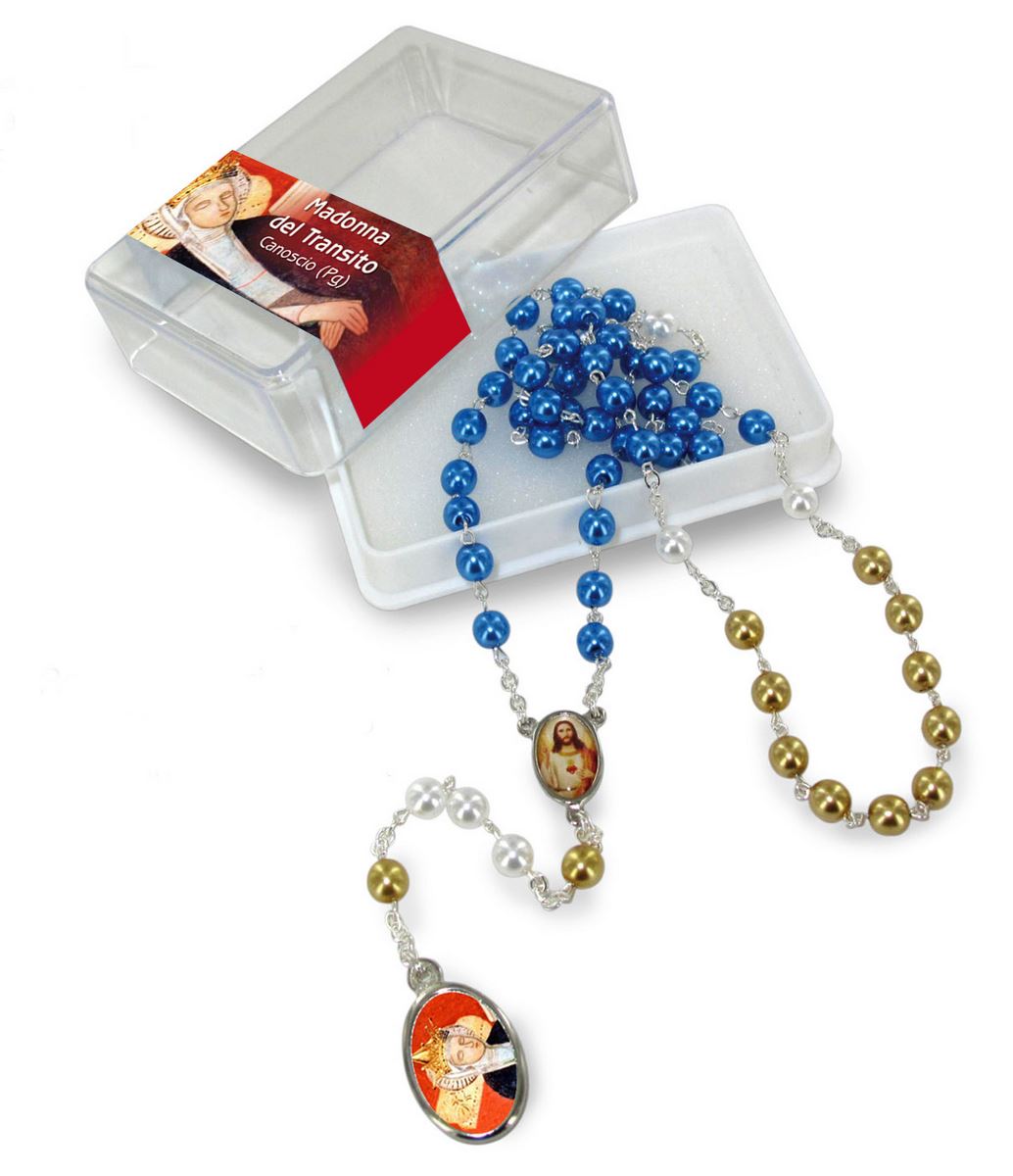 rosario imitazione perla vetro Ø 6 mm madonna del transito con scatola