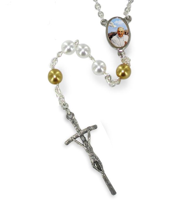 rosario imitazione perla  vetro Ø 6 mm per la famiglia con scatola-inglese