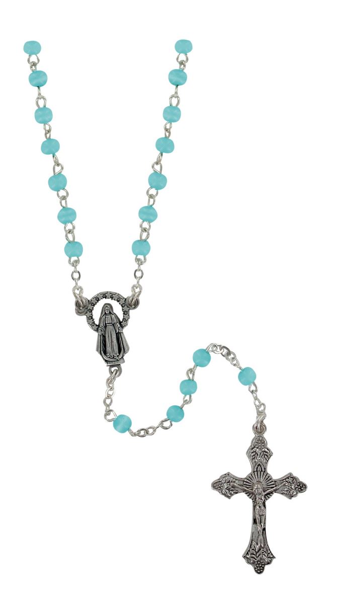 rosario imitazione perla tonda Ø 4 mm acqua marina