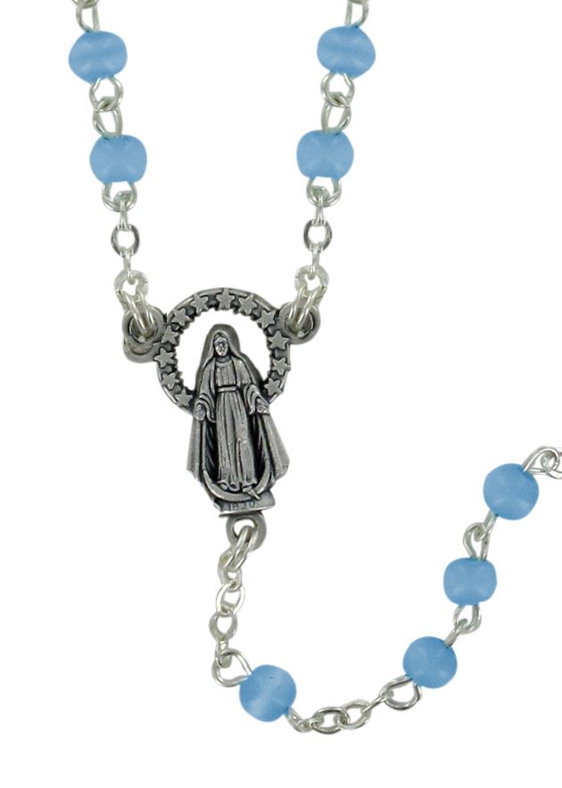 rosario imitazione perla tonda Ø 4 mm azzurro