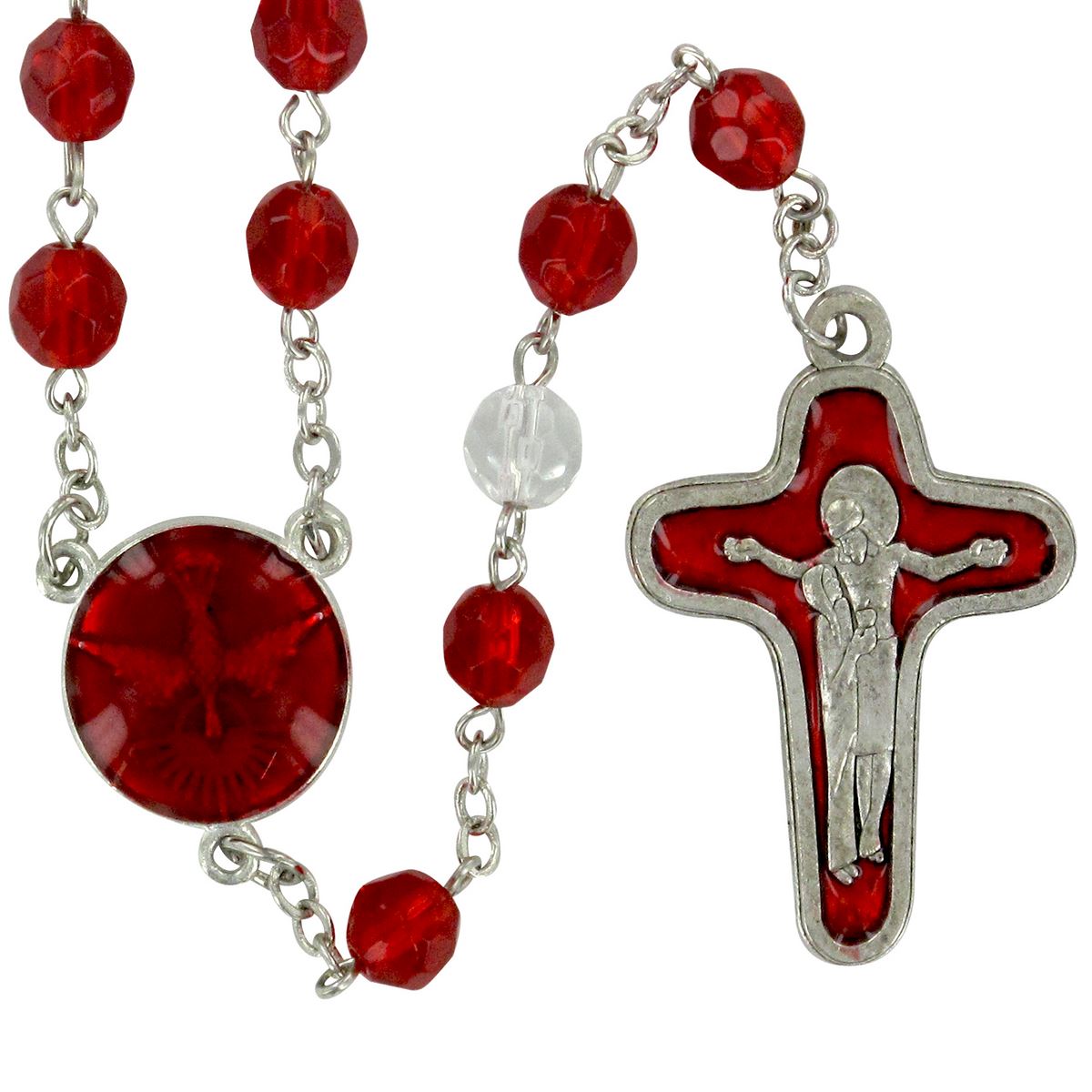 rosario in semicristallo con grani da Ø 6 mm - rosso