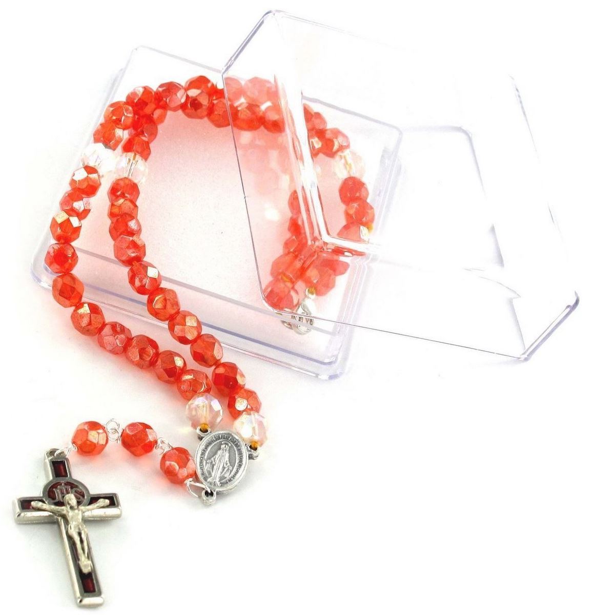 rosario collana semicristallo-arancione