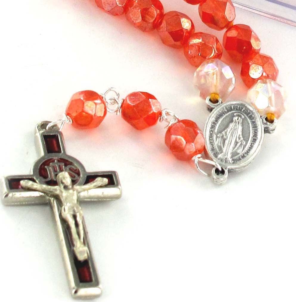 rosario collana semicristallo-arancione