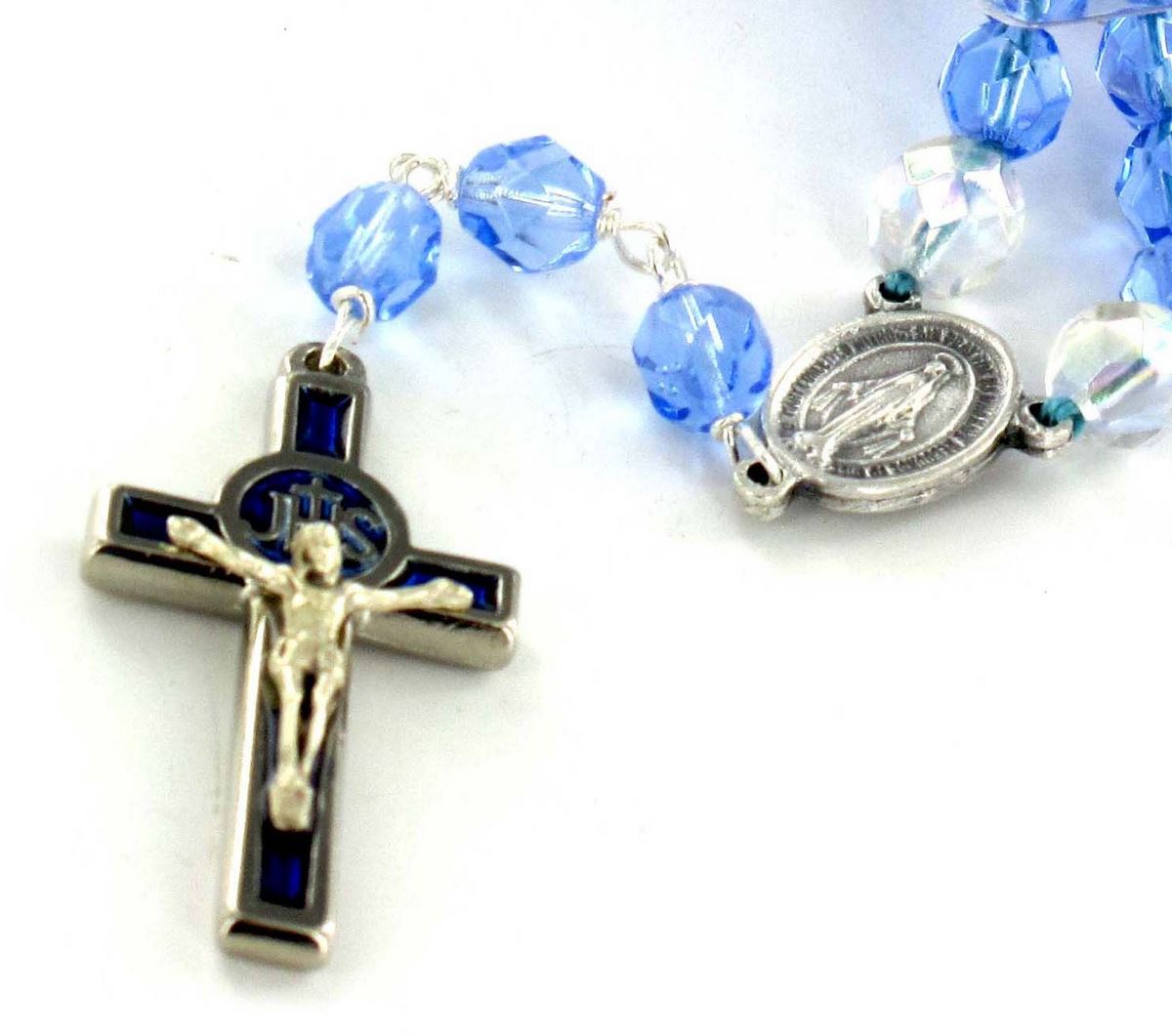 rosario collana semicristallo-azzurro