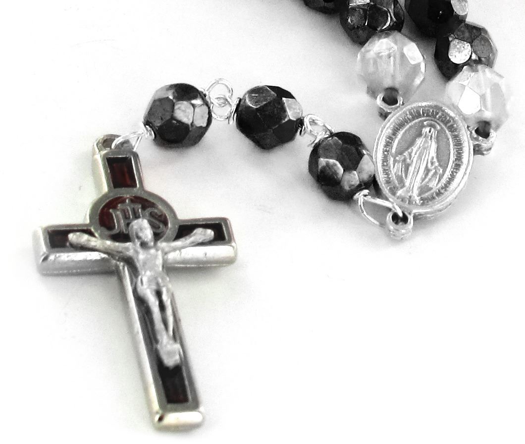 rosario collana semicristallo - nero