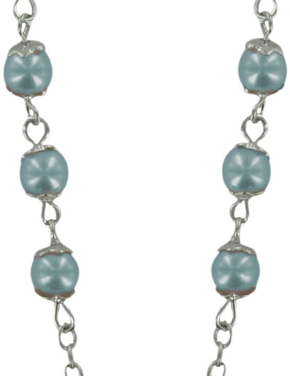 rosario imitazione perla azzurro mm 5 con coppiglie