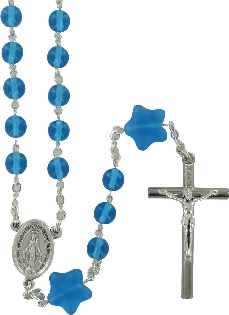 rosario vetro tondo mm 6 azzurro pater stella