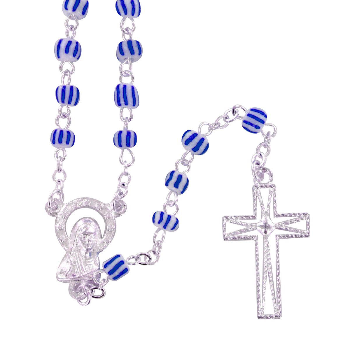 rosario vetro rigato mm. 3 blu