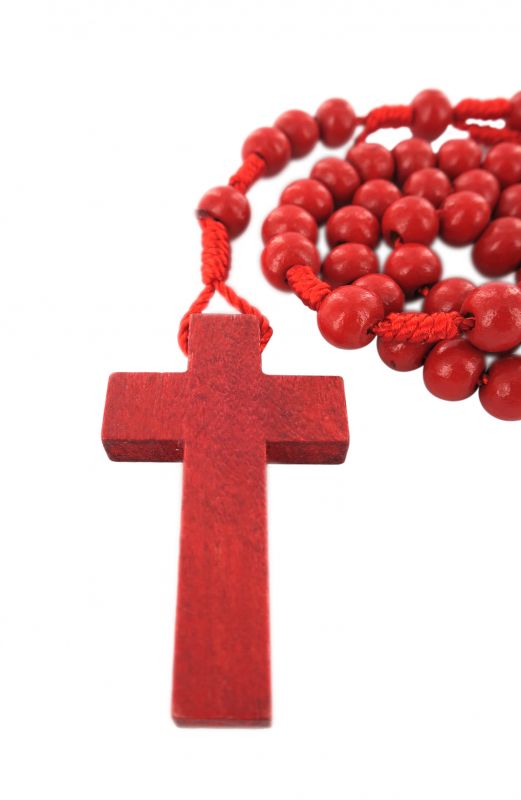 rosario economico in legno tondo rosso diametro mm 7 legatura in seta
