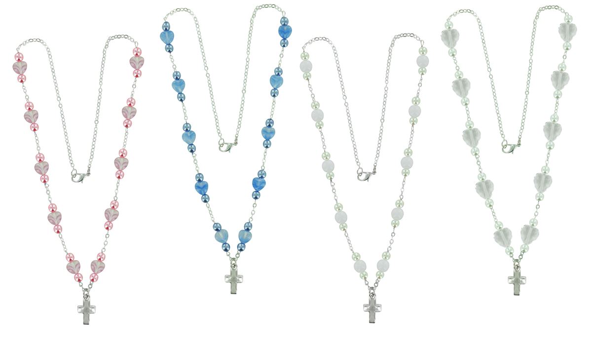 collana rosario decina con grani in vetro 