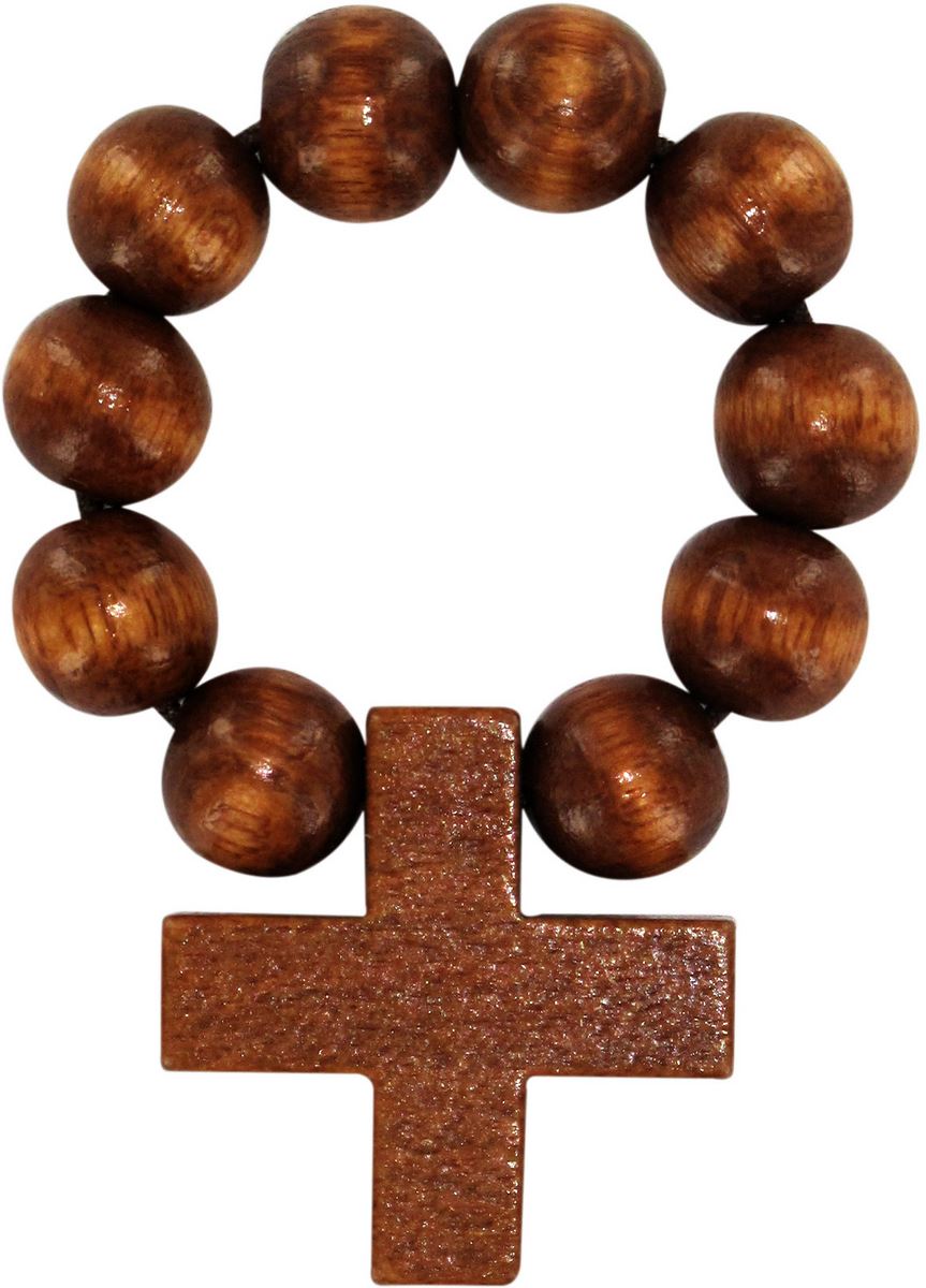 rosario decina 10 grani in legno tondo legatura elastico - palissandro