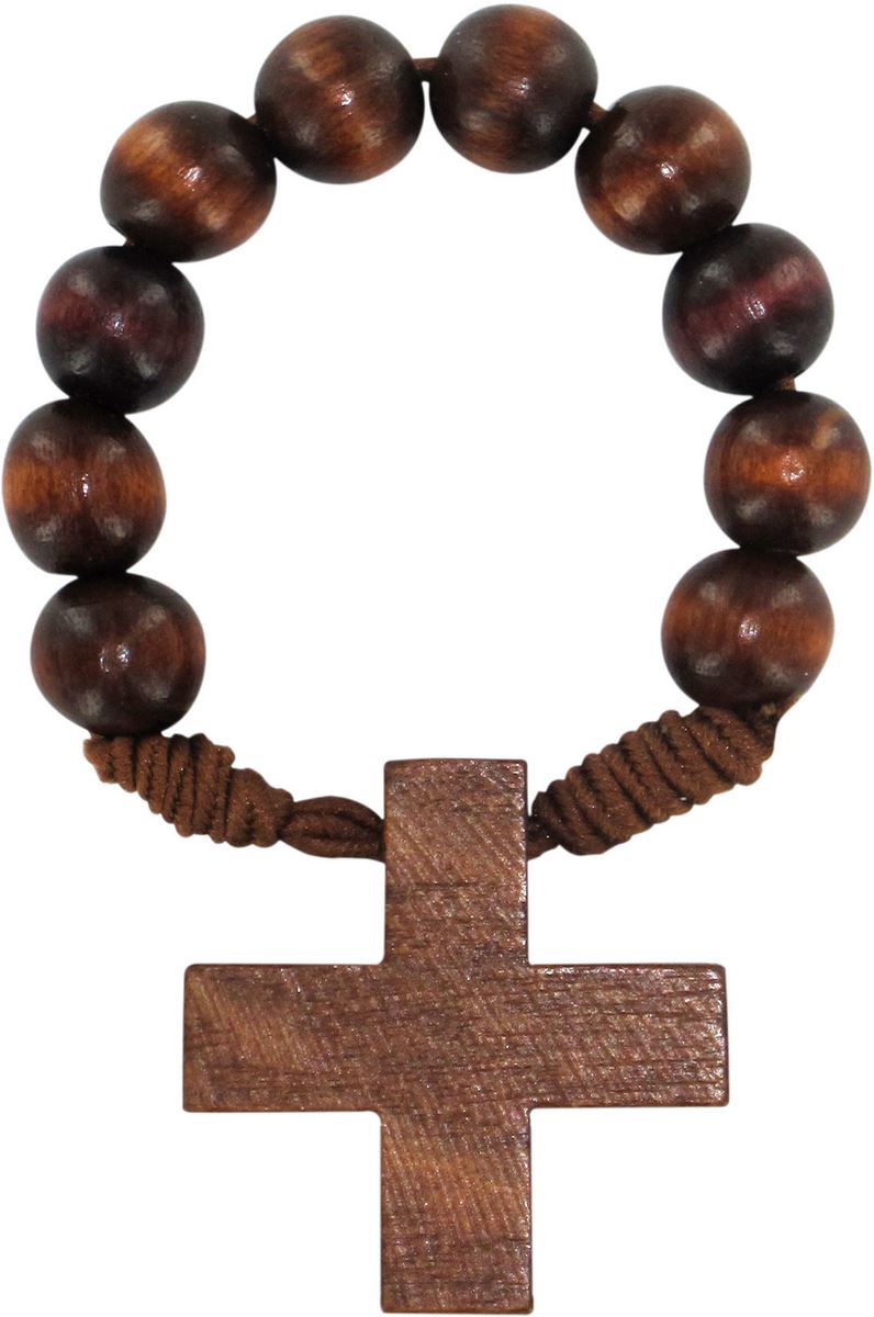 rosario decina 10 grani in legno tondo legatura seta  mm 6 - palissandro