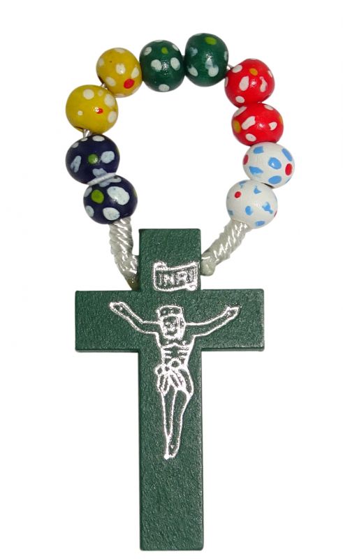 rosario decina in legno legatura seta mm 7 - missionario floreale 