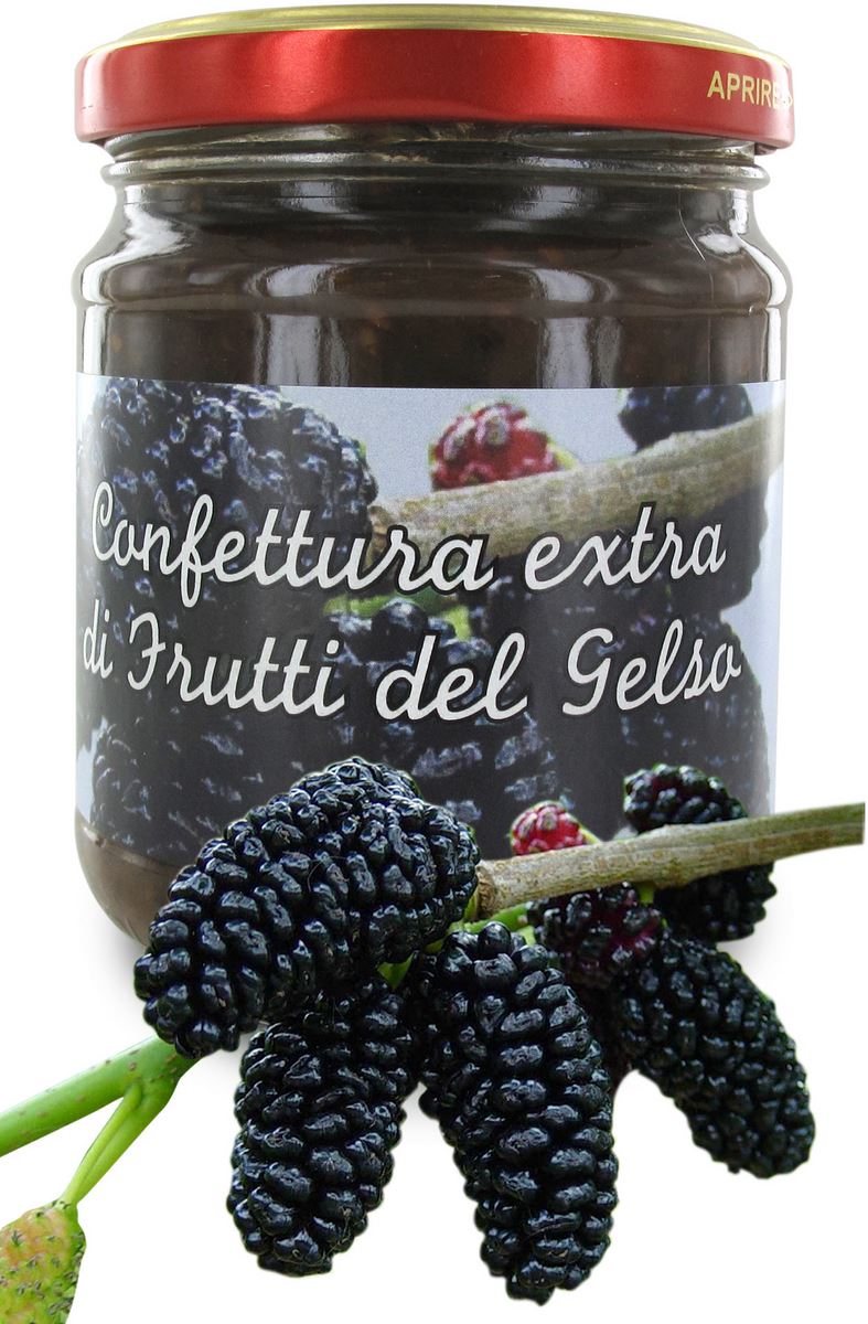 confettura extra di frutti del gelso ( more del morer )  di sant antonio di padova da 220 grammi
