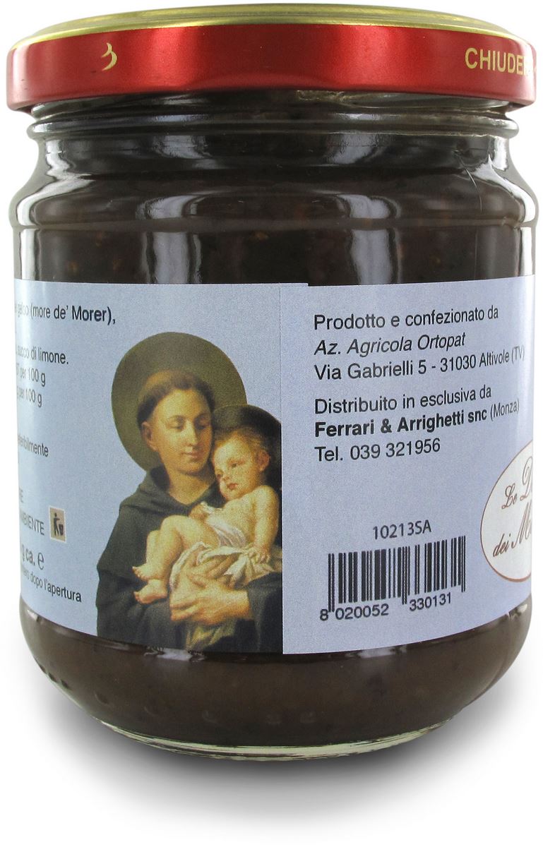 confettura extra di frutti del gelso ( more del morer )  di sant antonio di padova da 220 grammi