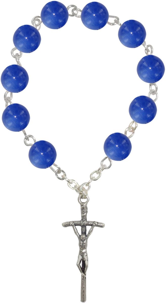 rosario decina 10 grani imitazione madreperla mm 7 - blu