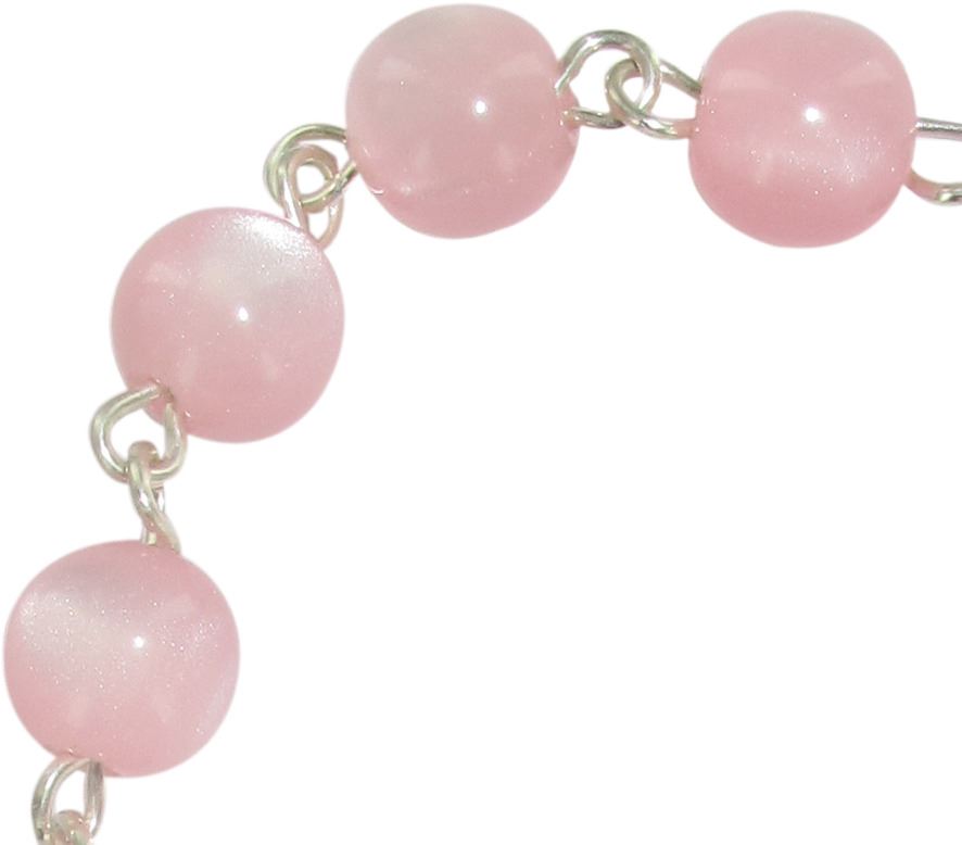 rosario decina 10 grani imitazione madreperla mm 7 - rosa
