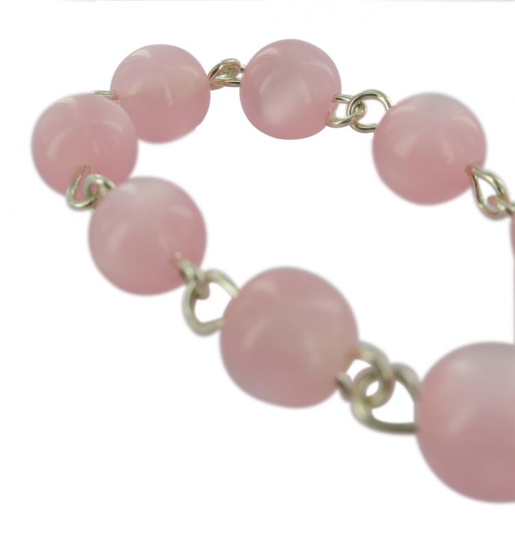 rosario decina 10 grani imitazione madreperla mm 7 - rosa