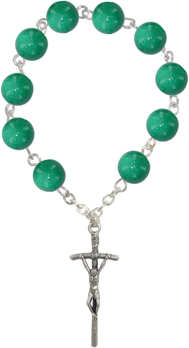rosario decina 10 grani imitazione madreperla mm 7 - verde
