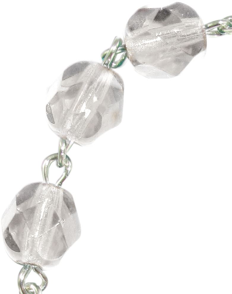 rosario decina 10 grani semicristallo croce tipo filigrana mm 6 - bianco   