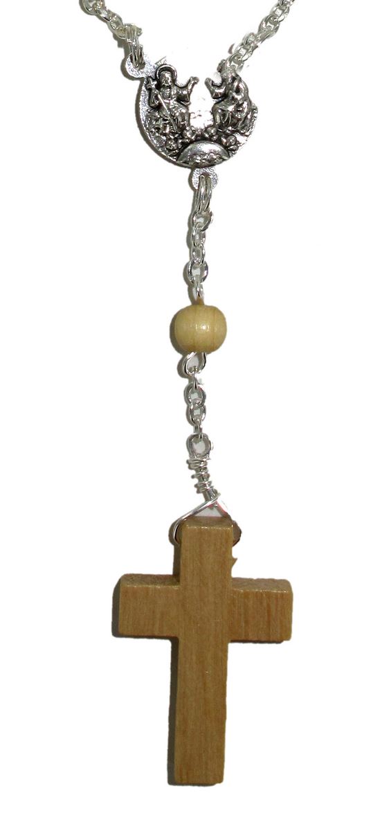 rosario decina 11 grani in legno grezzo mm 6