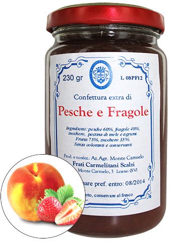 confettura di pesche e fragole dei frati carmelitani scalzi  - vasetto 230 gr