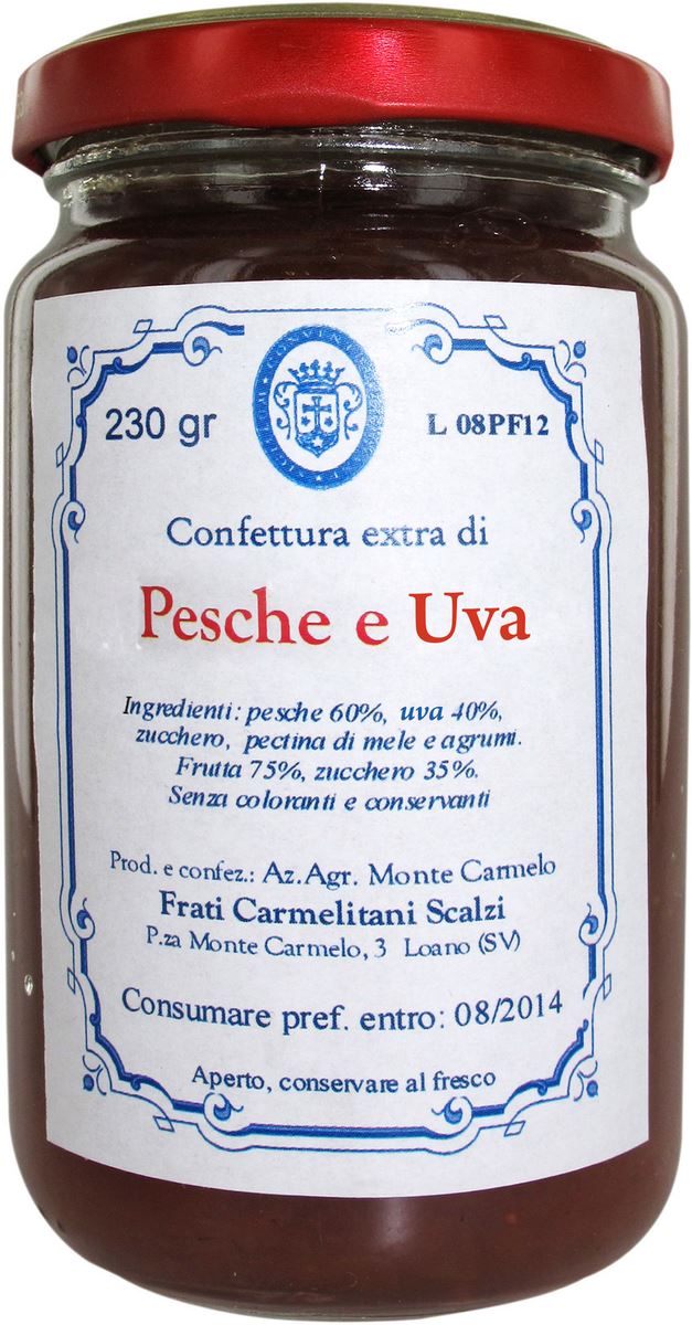 confettura di pesche e uva dei frati carmelitani scalzi - vasetto 230g