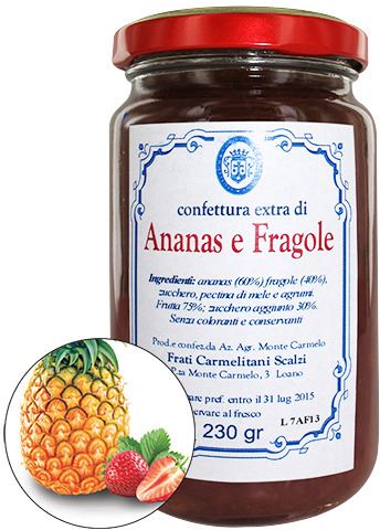 confettura di ananas e fragole dei frati carmelitani scalzi - vasetto 230 gr